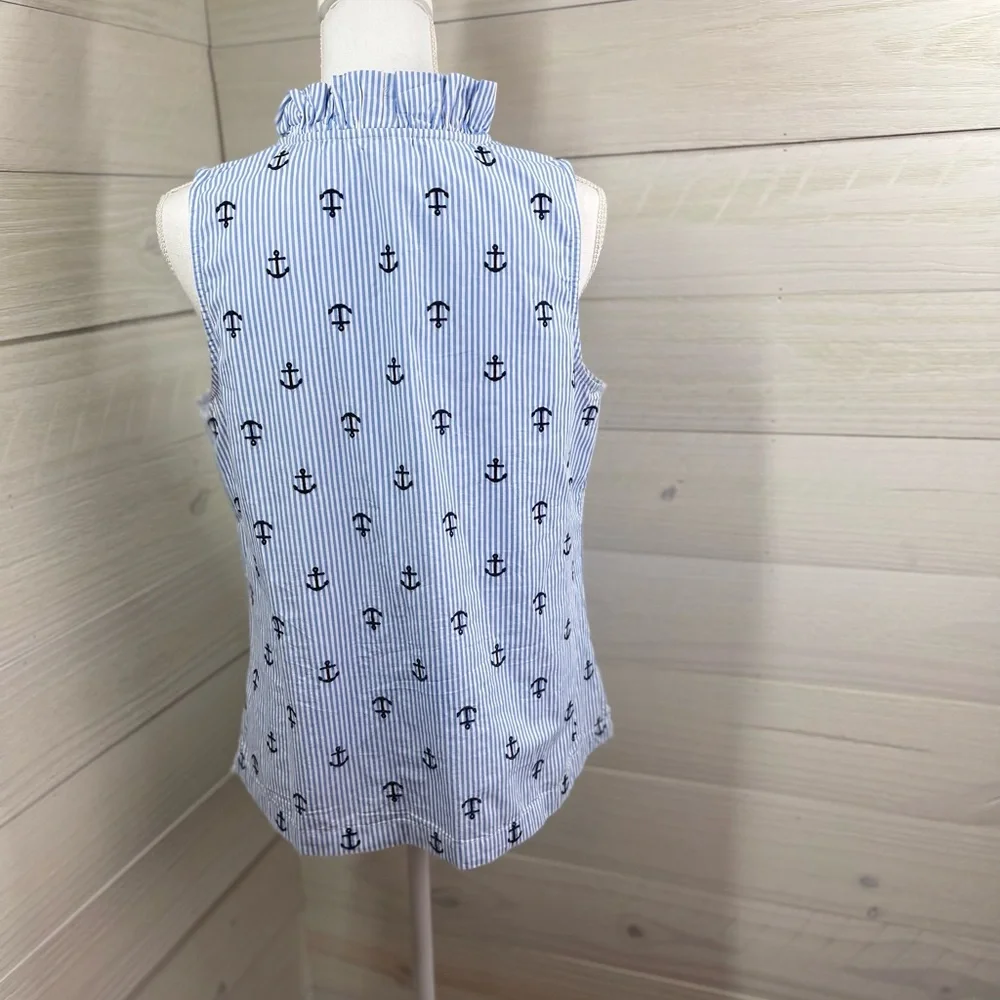 Crown & Ivy Pinstripes and Anchors Top PL - Picture 3 of 5